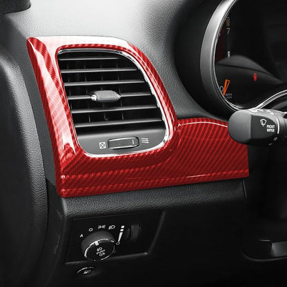 RT-TCZ Center Console Dashboard Panel Trim Inner Door Handle Cover Interior Trim Kit Decor Accessories for Jeep Grand Cherokee 2011-2020,Red Carbon Fiber