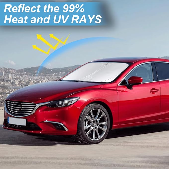 Custom Fit Mazda 6 Windshield Sunshade for Mazda 6 2014-2021 Mazda6 Accessories Front Window Shades Cover for Windshield Sun Visor Protector 210T Reflector Block Heat Protector Blocks UV Rays