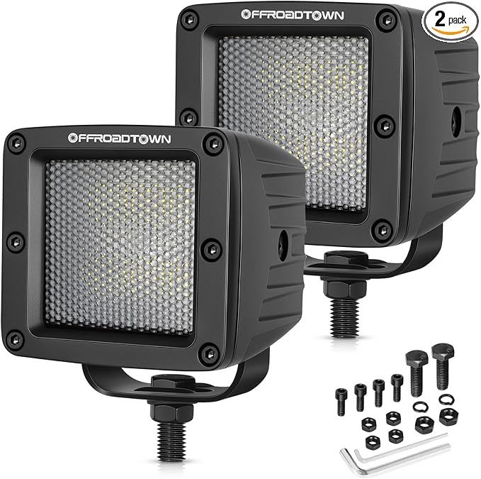 LED Cubes, OFFROADTOWN 3inch 120W CREE LED Pods Driving Lights Cubes Ditch Light Off Road Lights Reverse Light for Truck Pickup UTV ATV SUV Boat 4x4 Car - Diffusion Beam