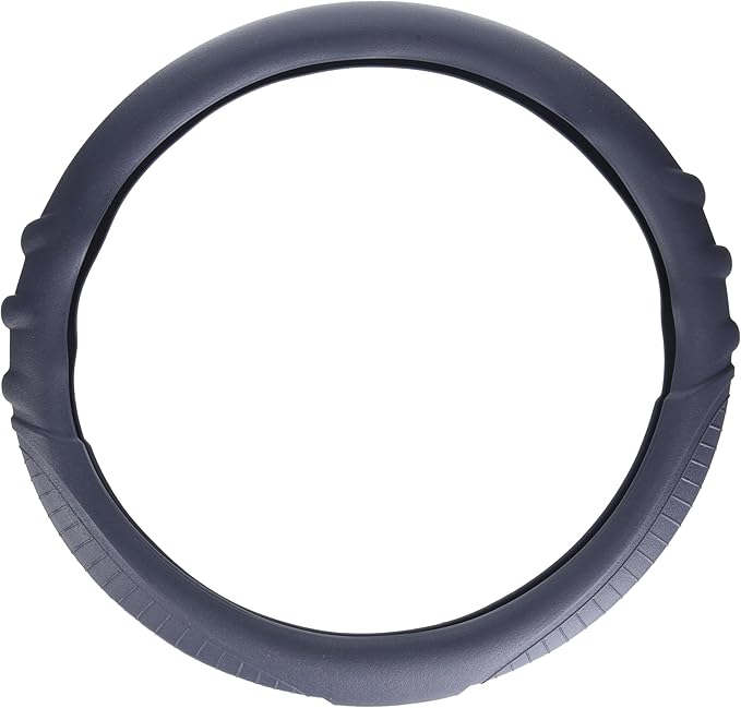 FH Group Universal Fit Silicone with Grip and Pattern Massaging Grip Steering Wheel Cover fits most Cars, SUVs, Trucks, and Vans Gray