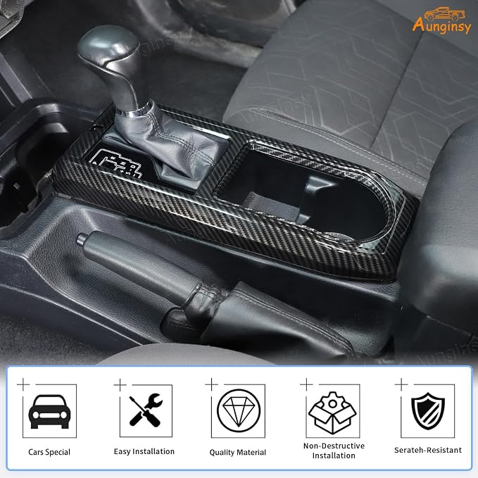 Aunginsy Car Gear Shift Panel Cover Cup Holder Trim Kit Compatible with Toyota Tacoma 2016-2023 Center Console Gear Shifter Cupholder Panel Decorative Frame Protection Ring ABS Interior Accessories