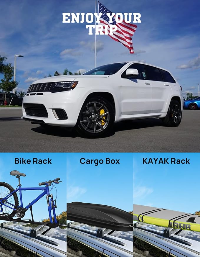 Roof Rack Cross Bars Compatible with Jeep Grand Cherokee Altitude & SRT & Trackhawk 2011-2022 with Roof Black Moldings, Aluminum Car Roof Rails Crossbar with Lock for Roof Cargo Carrier Bike