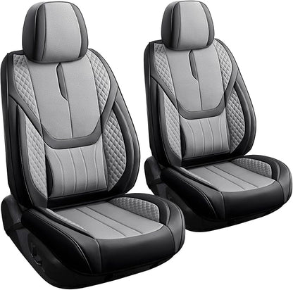 Car Seat Covers Full Set - Universal Seat Covers for Cars SUV Truck – Faux Leather Automotive Seat Covers, Breathable & Waterproof Front and Rear Seat Protectors, Fit for Most Cars-BlackGrey