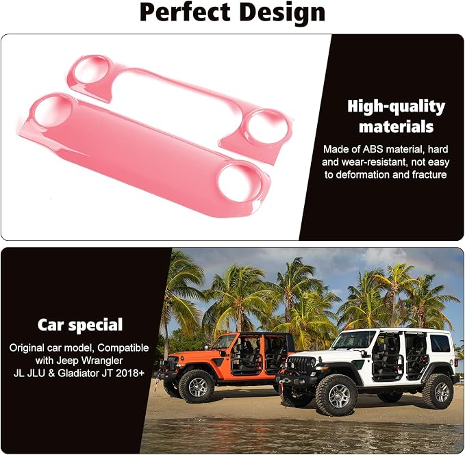 RT-TCZ Center Console Trim Cover Dashboard Control Panel Cover Decorative Interior Accessories for Jeep Wrangler JL JLU & Gladiator JT 2018-2022,Pink