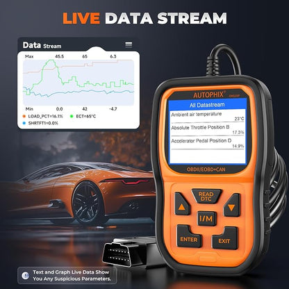 AUTOPHIX OM126P OBD2 Scanner, Check Engine Light Code Reader, Car Code Scanner for Automotive Diagnostic, Read & Clear Fault Code, Pass Smog Test, Live Data, for All US Cars After 1996