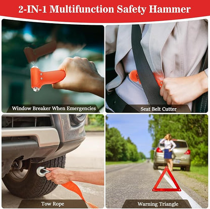 Car Emergency Roadside Kit,Vehicles Truck Road Side Safety Tool Kit with Air Compressor,Women Men Auto Winter Essentials Assistance Survival Kit with Jumper Cables First Aid Kit Blanket Shovel