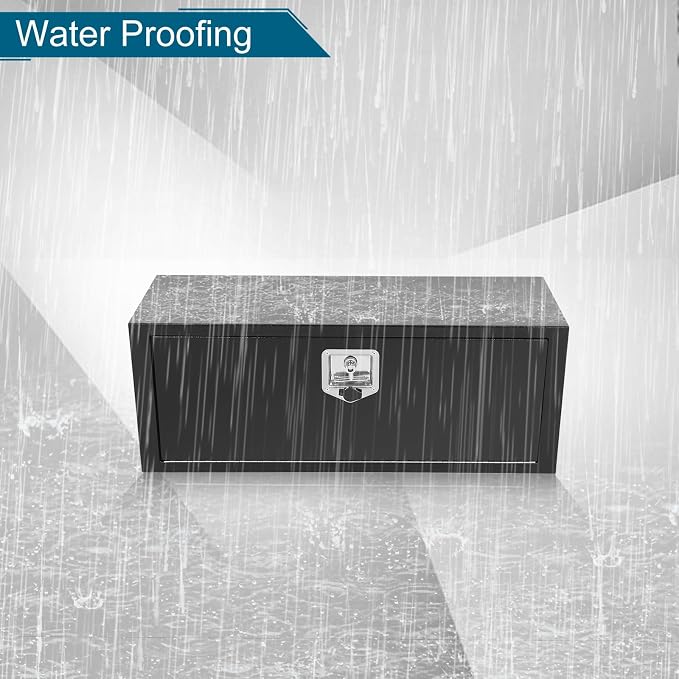 36"X12"X14" Underbody Truck Box Black Heavy Duty Steel Trailer Box Pick Up Truck Tool Box Storage Organizer w/Lock & eys