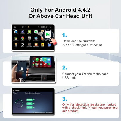 Carlinkit CCPA Wireless CarPlay & Android Auto Adapter, Only for Car with Android Head Unit 4.4.2+, 5.8GHz Dongle with Built-in APK App, Support Wireless Connect & Screen Mirroring, OTA Upgrade