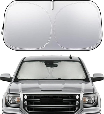 GMC Sierra Windshield Sun Shade, Custom Fit Foldable Front Window Sunshade Visor, UV and Heat Protection Interior Cover, Fits 1990–2025 Models