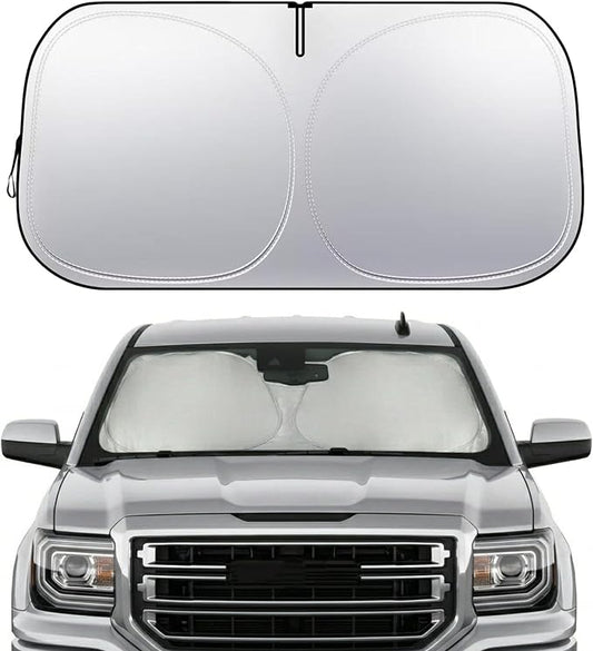 GMC Sierra Windshield Sun Shade, Custom Fit Foldable Front Window Sunshade Visor, UV and Heat Protection Interior Cover, Fits 1990–2025 Models