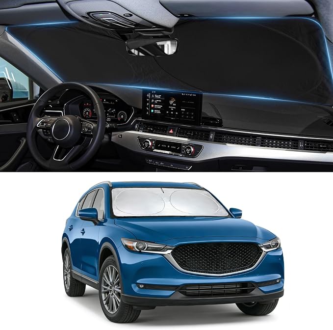 Sun Shade for CX9 Windshield Sunshade Custom Fit Mazda CX-9 2016-2025 CX9 Accessories Foldable Front Window Cover UV Bloker Sun Visor Sunscreen Protector