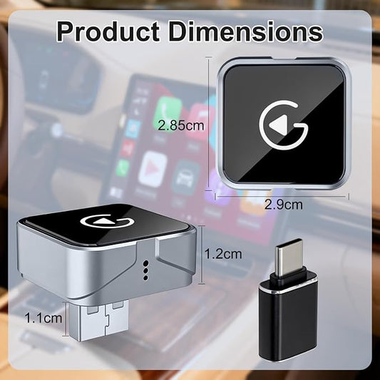 Wireless CarPlay Adapter, 2026 Upgraded Wired to Wireless for Apple CarPlay & Android Auto, USB-C/Type-C, Car Play Adapter, Plug and Play, Stable Connection & No Latency (Silver)