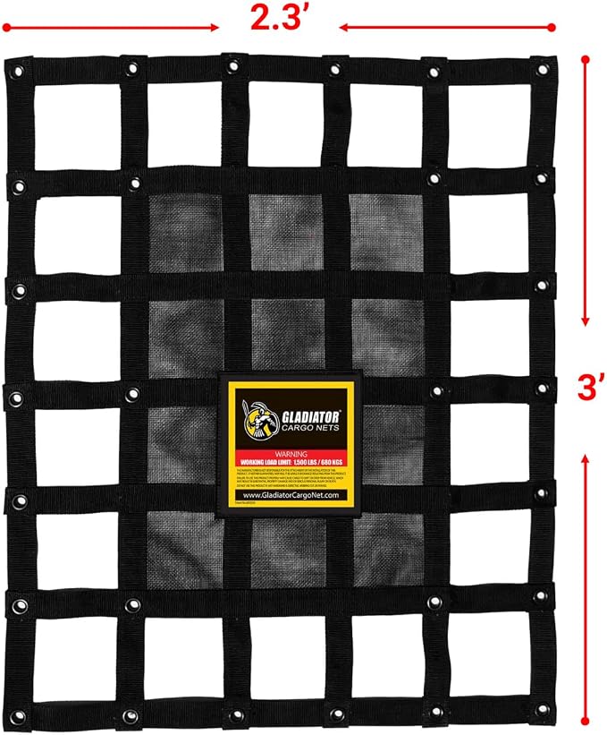 Gladiator Cargo Nets - Heavy Duty Cargo Net - ATV/Quad/Plane/RV (GAT-100) 2.5' x 3'