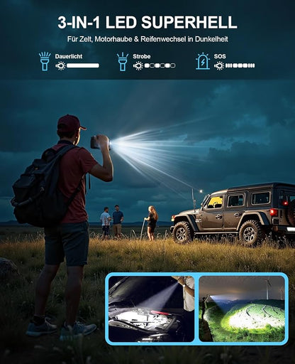 Jump Starter with Air Compressor, 5 in 1 Functional Jump Box 5500A Peak Power Pack with 150PSI Digital Tire Inflator, Portable Car Charger Jumper for 9.0L Gas or 7.5L Diesel