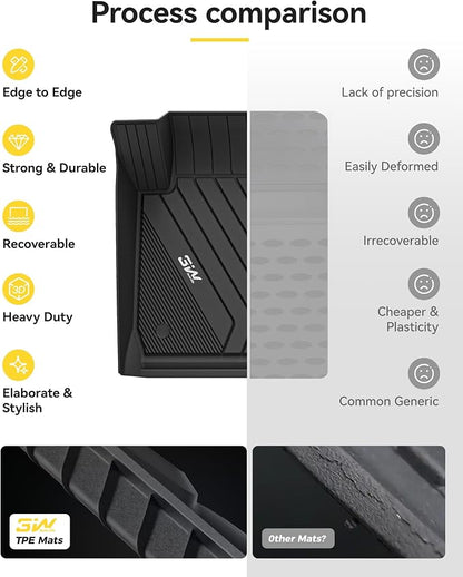3W Floor Mats Fit for 2012-2018 BMW F30 3 Series 320i 328d 328i 330e 330i 335i 340i RWD & Sedan, TPE All Weather Custom Fit Floor Liner for 3 Series Full Set Car Mats (NOT for 335is & GT & X-Drive)