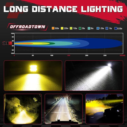 OFFROADTOWN LED Cubes, 4pcs 3inch 240W CREE LED Pods Driving Lights Cubes Ditch Light Off Road Lights for Truck Pickup UTV ATV SUV Boat 4x4 Car - White and Amber