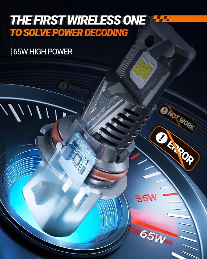 SEALIGHT 9004 Headlight Bulb, 60000LM 900% Super Brighter, With 25000RPM Powerful Cooling Fan, 6500K Hi/Low Beam, 10 Years Lifespan Pack of 2