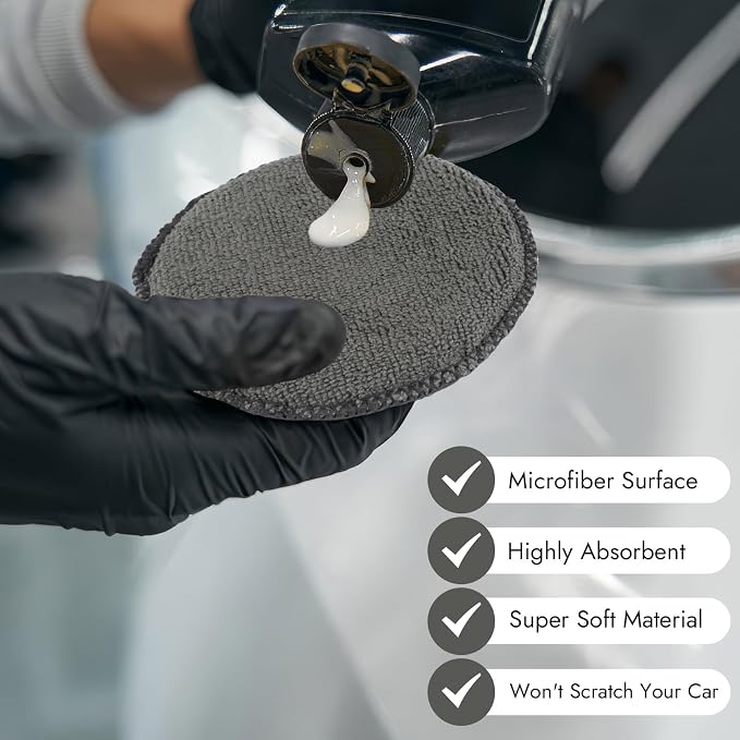 10 Pack Wax Applicator Pads, Microfiber Applicator Pad with Finger Pocket, Foam Car Wax Applicator Pad for Car Cleaning and Polishing (Gray)