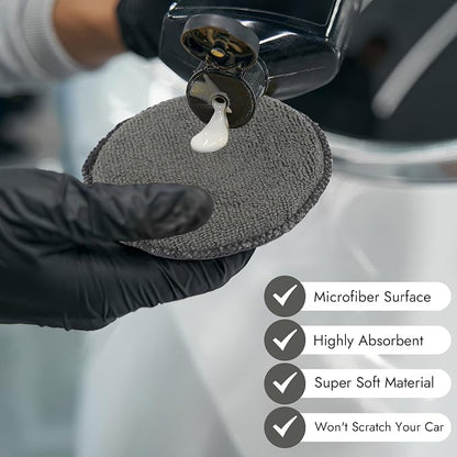 10 Pack Wax Applicator Pads, Microfiber Applicator Pad with Finger Pocket, Foam Car Wax Applicator Pad for Car Cleaning and Polishing (Gray)