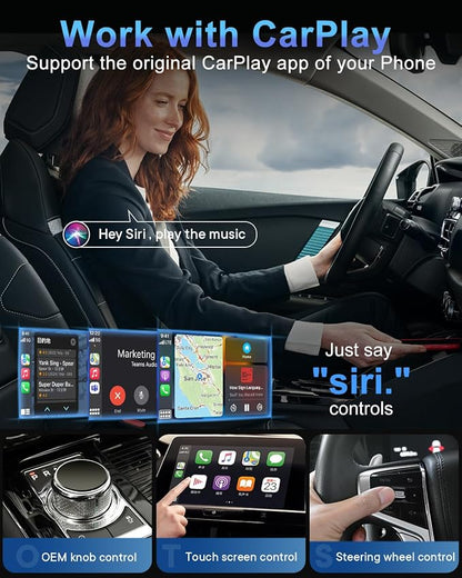 HEI LIANG Wireless Carplay Adapter, Converts Wired to Wireless Carplay Dongle for Wireless Control Plug & Play Carplay Fit for Cars 2016 & for Apple iPhone iOS 10+(Round), Round&Black