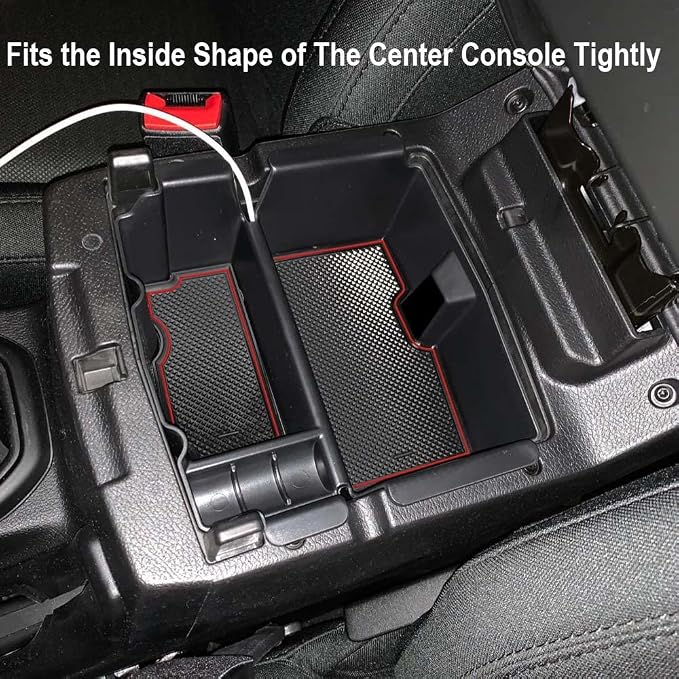 EDBETOS Center Console Organizer Tray Compatible with Jeep Wrangler JL/JLU 2018-2023 2024 2025 2026 and Gladiator JT Truck 2020-2026 Insert Accessories - Won't Covers The Light Inside (Red Trim)