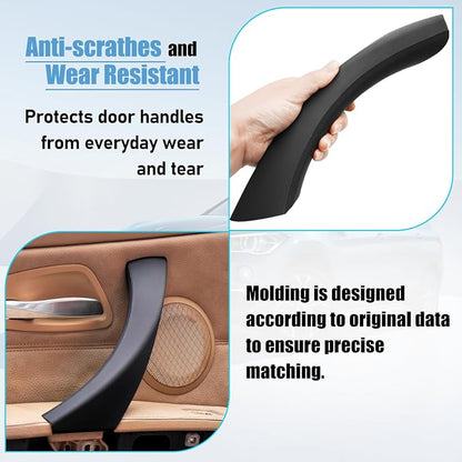 Compatible with BMW 3 Series Door Handle Covers E90/E91/E92/E93 2004-2011,6PCS Left and Right Passenger Interior Door Pull Handle Set for BMW 318i,320i,323i,325i,328i,330i,335i(Black)