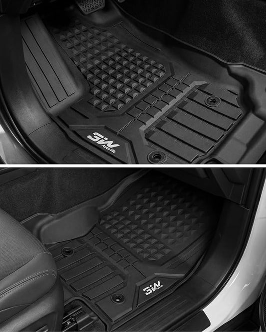 3W Floor Mats Fit for Toyota 4 Runner 2025 2026(Only Fit Hybrid), TPE All Weather Custom Fit Floor Liner for 4Runner Accessories 1st and 2nd Row Full Set Car Mats Easy Clean, Black