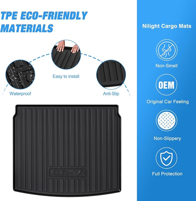 Nilight Cargo Mats for Honda CRV CR-V Upper Position only (Not for Hybrid) 2023 2024 2025 All Weather Protection Heavy Duty Cargo Liners