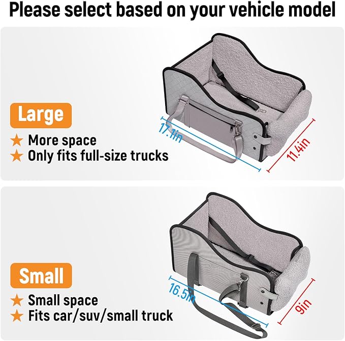 TKYZ Center Console Dog Car Seat,Pet Puppy Middle Console Dog Car Seat for Small Dogs (Full-Size Truck Gray)