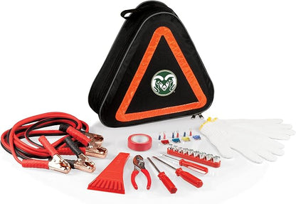PICNIC TIME NCAA Colorado State Rams Roadside Emergency Car Kit, Auto Vehicle Safety Road Side Assistance with Jumper Cables and Car Tool Kit, (Black with Orange Accents)