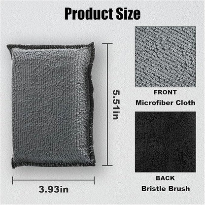 3PCS 5"×3" Car Interior Scrubbing Sponges, Microfiber Car Wash Sponges, Auto Detailing Scrub Pads, Interior Cleaning Sponges for Car Leather, Plastic, Vinyl, Upholstery (Gray Black)