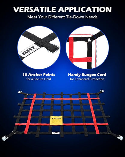 Orion Motor Tech Cargo Net for Pickup Truck Bed, 3.5'x4.2' Truck Short Bed Net for SUV ATV Oil Rig Cargo Rack, Heavy Duty Mesh Cargo Netting for Pickup with S-Hook Straps Tie Down Strap Bungee Cord