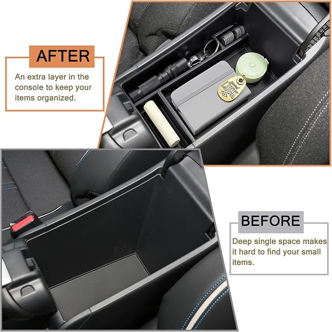 HGWEI Center Console Organizer Tray Compatible with Honda HRV 2023 2024 2025 2026 2027 Accessories, Armrest Storage Box for HRV EX/EX-L/LX/SE/Sport/Touring,Black Trim