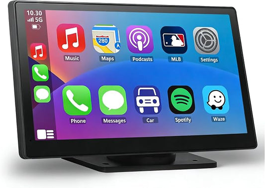 7" HD Portable Wireless Carplay Screen for Car, Touch Double Din Car Stereo with Apple Car Play & Android Auto, GPS, Voice Control, Mirror Link, Bluetooth Hands-Free, Multimedia Player for Vehicles