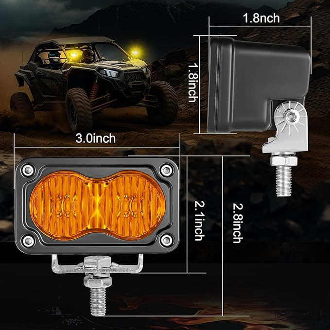 LED Pods Amber, 2PCS 40W 3 Inch Driving Light Amber Fog Light Waterproof Offroad Bumper Light Cube Super Bright Flood Work Light Pods for Truck ATV UTV SUV Motorcycle Boat