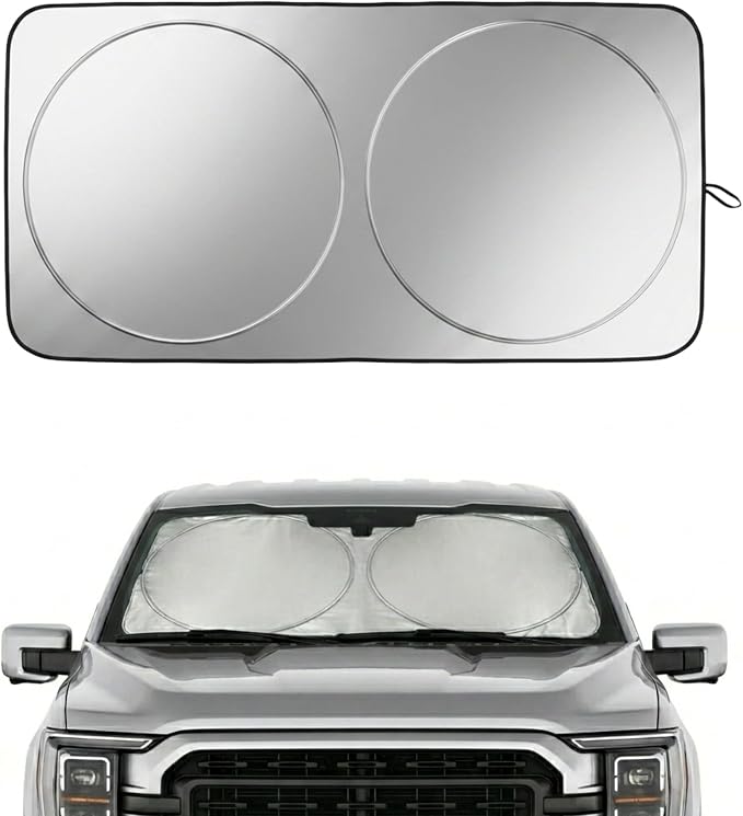 Ford F150 Windshield Sun Shade, Custom Fit Foldable Front Window Sunshade Visor, Blocks UV Rays and Heat, Keeps Interior Cooler, Fits 1990–2025 Models