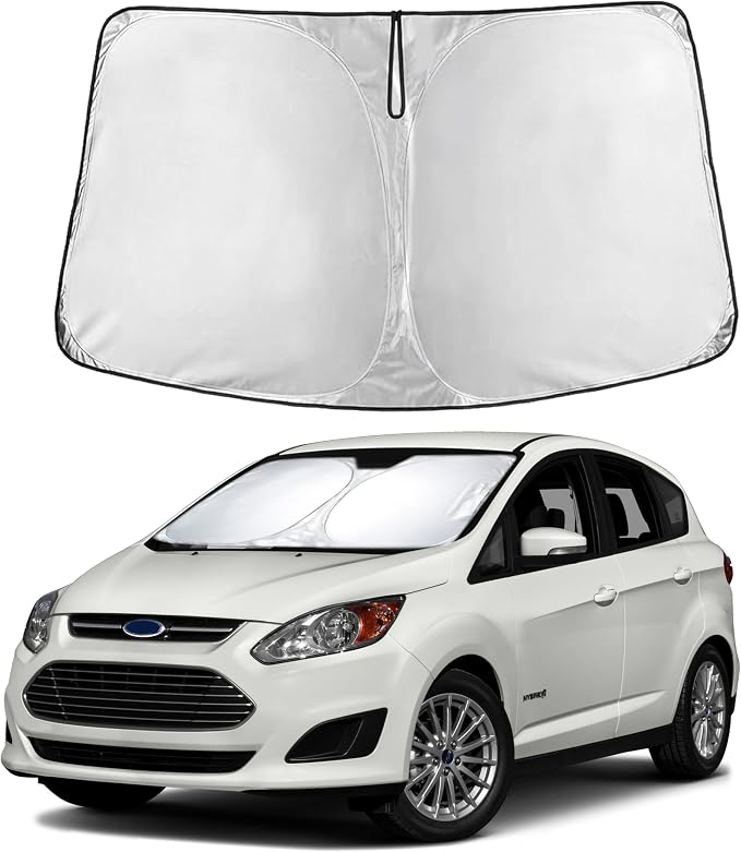 EcoNour Windshield Sunshade Compatible for Ford C-Max 2013-2017 2018 2019, Sun Visor for Front Windshield & Window Sun Shade Cover, UV Heat Blocker & Protector, Car Accessories