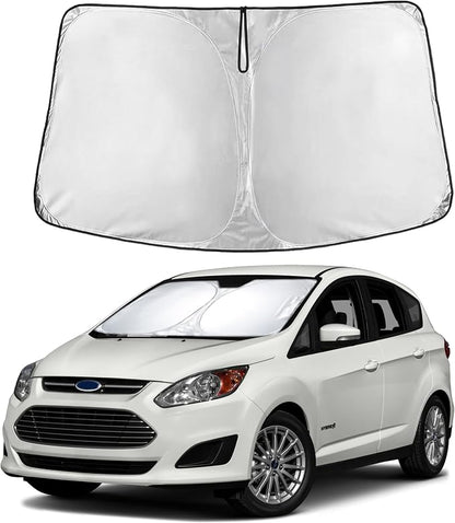 EcoNour Windshield Sunshade Compatible for Ford C-Max 2013-2017 2018 2019, Sun Visor for Front Windshield & Window Sun Shade Cover, UV Heat Blocker & Protector, Car Accessories