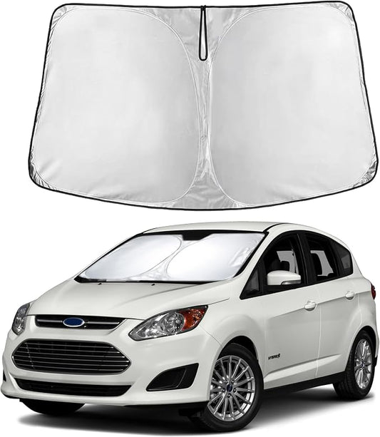 EcoNour Windshield Sunshade Compatible for Ford C-Max 2013-2017 2018 2019, Sun Visor for Front Windshield & Window Sun Shade Cover, UV Heat Blocker & Protector, Car Accessories