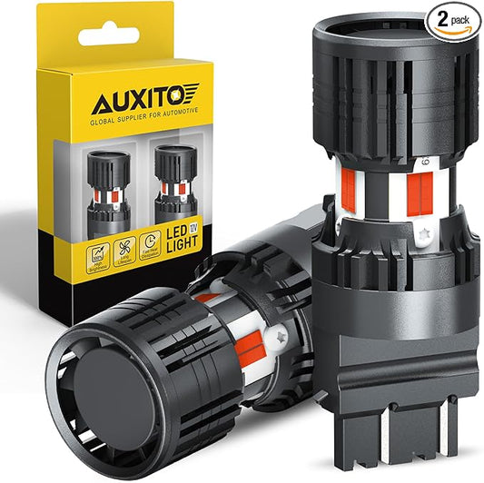 AUXITO CANBUS 3156 3157 LED Bulbs Red with Built-in Resistor 3056 3057 3457R 4057 4156 4157 Anti Hyper Flash Error Free Brake Lights, Tail Lights, Stop Lights, Turn Signal Lights, Pack of 2