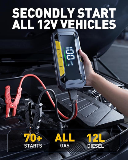 AUXITO 8000A Portable Jump Starter for All Gas/12L Diesel, 20000mAh Car Battery Booster Jump Pack, Jump Box for Car with 60W Fast Charging, LCD Screen Display, 700LM LED Light