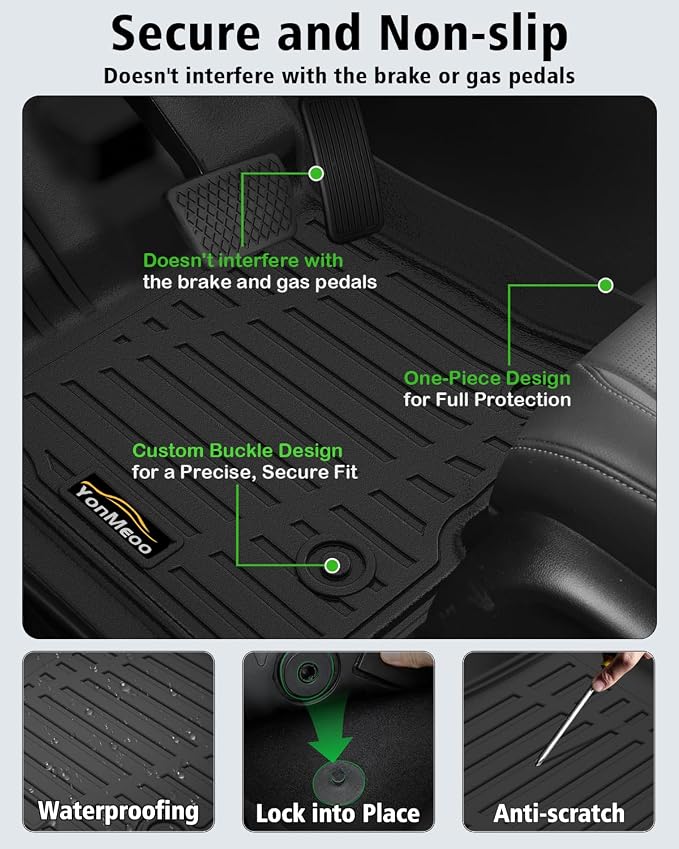 Floor Mats for 2010-2014 Ford F150 SuperCrew/Crew Cab with 1st Row Bucket Seat All Weather TPE Floor Liners Custom Fit for F-150 1st & 2nd Row Anti-Slip Full Set Car Mats