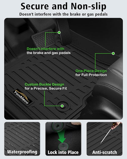 Floor Mats for 2010-2014 Ford F150 SuperCrew/Crew Cab with 1st Row Bucket Seat All Weather TPE Floor Liners Custom Fit for F-150 1st & 2nd Row Anti-Slip Full Set Car Mats