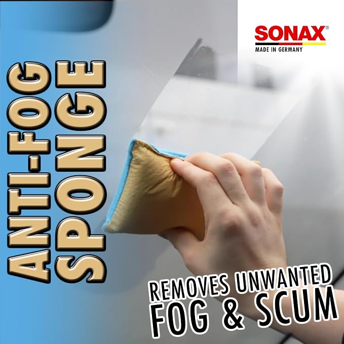SONAX Windscreen Sponge 417100 | Dual Action Cleaning Tool for Streak Free Glass | Easily Removes Dirt Fog and Condensation from Windshields Windows and Mirrors | Compact and Reusable