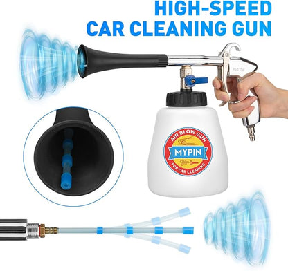 Aluminium Car Cleaning Gun Set with Tapered Nozzle, 6-9.2Bar High Pressure Air Blow Gun with 2 Set Nozzle, Pressure Air Blower Blow Gun Producing Powerful Blast of Air for Cleaning Cars, Velvet, etc
