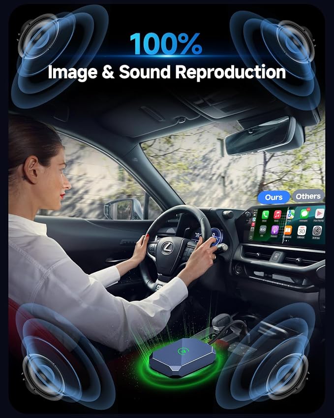 2 in 1 Wireless Carplay Adapter for iPhone Apple & Android Auto Wireless Adapter, [0 Delay & Stable Transmission] 5.8GHz Dual-Core Smart Chip Plug & Play Phone for iOS 10+/Android 11+ 2025 Blue