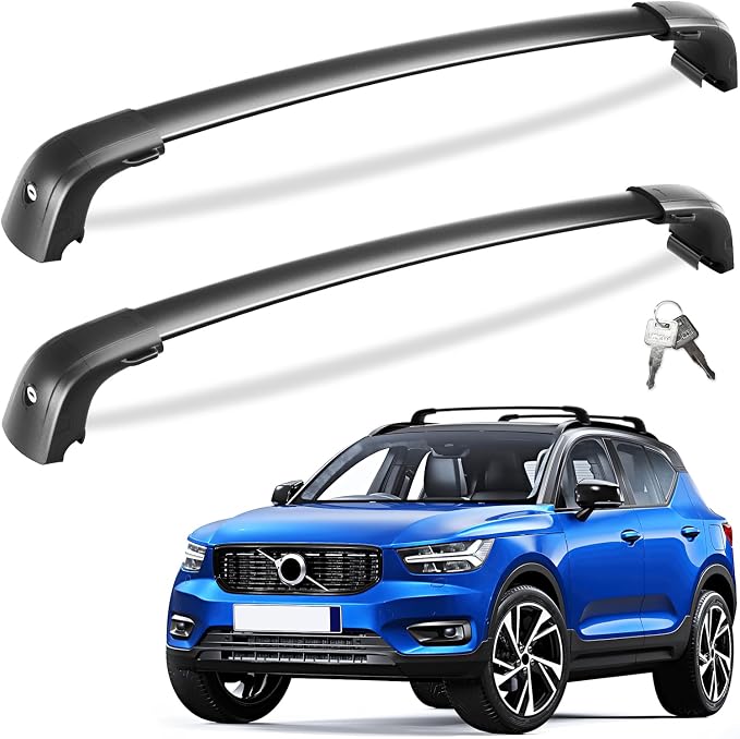 Tuyoung 300lbs Lockable Roof Rack Cross Bars Compatible with Volvo XC40 XC-40 2018-2026, Heavy Duty Aluminum Roof Rails Crossbars Cargo Bars Canoe Snowboard Rooftop Black Carrier Luggage