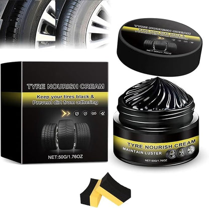 Tyre Nourish Cream for Tires,Tire Nourish Cream,Tire Wax Black,Restores Black Gloss,Shine,for Car Tires (1Pc)