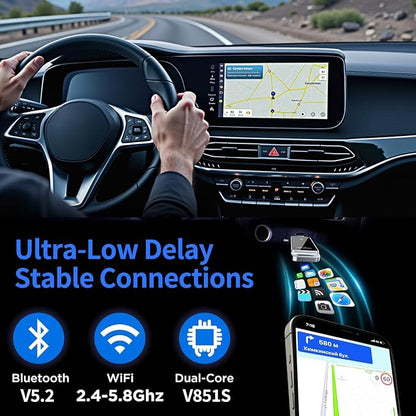 Wireless CarPlay Adapter for iPhone, Convert Wired to Wireless CarPlay, Mini CarPlay Wireless Adapter for iPhone 6+ and Cars from 2016, Plug and Play, Supports Voice Commands Via Siri