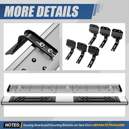 Auto Dynasty Running Boards for 2015-2024 Ford F-150, 2017-2024 F-250 F-350 Super Duty Super Cab, Stainless Steel Side Step Rail Nerf Bars, 6.5" Step Bars, Chrome